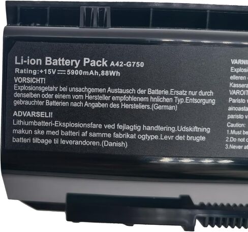 A42-G750 Replacement Laptop Battery Compatible with Asus G750J G750JW G750JX G750JZ G750 G750JH G750JM G750JS G750Y47JX-BL - 15V 5900mAh in Kuwait