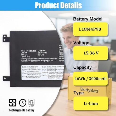 استبدال بطارية L18M4P90 L18C4P90 لجهاز Lenovo ThinkPad L13 Yoga 1st Gen 2nd Gen Series بطارية كمبيوتر محمول L18D4P90 02DL030 SB10T83119 02DL031 SB10T83120 02DL032 5B10W13933 46Wh in Kuwait