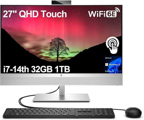 2026 HP EliteOne 870 G9 27 بوصة QHD كمبيوتر مكتبي الكل في واحد (Intel 20-Core i7-14700، 32GB DDR5، 1TB SSD) AIO Business Computer، Wi-Fi، BO Audio، كاميرا ويب 5MP، DisplayPort، Wolf Security، Win 11 Pro in Kuwait