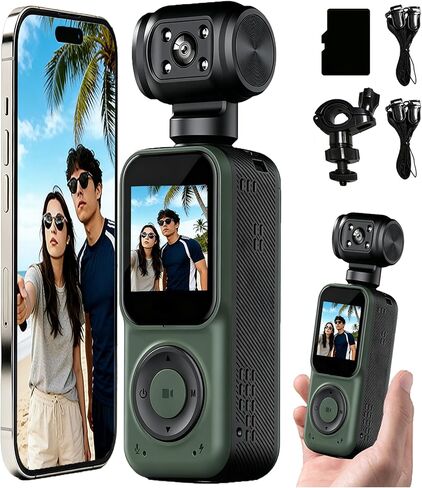 Pocket Camera 4K Output 64GB, WiFi Body Cameras with Audio and Video Recording, Dual Light&7 Hour Battery (Black) in Saudi Arabia