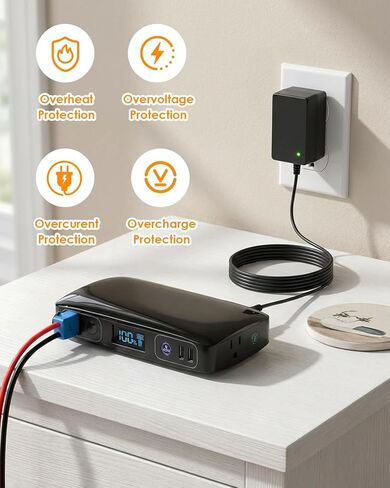 شاحن 14 فولت لسيارة Halo Bolt Car Jump Starter متوافق مع Halo Bolt 57720,58830,1201، ACDC 58830 Air Compact Portable Car Jump Starter Kit استبدال شاحن الطوارئ 126510 in Kuwait