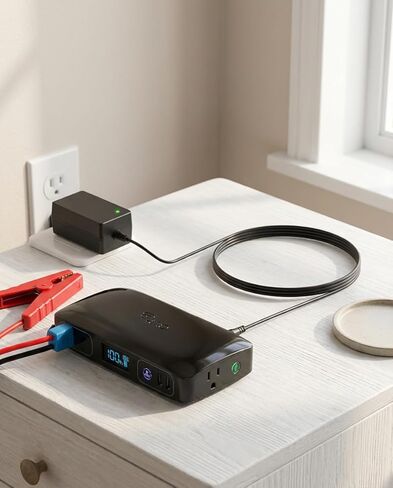 شاحن 14 فولت لسيارة Halo Bolt Car Jump Starter متوافق مع Halo Bolt 57720,58830,1201، ACDC 58830 Air Compact Portable Car Jump Starter Kit استبدال شاحن الطوارئ 126510 in Kuwait