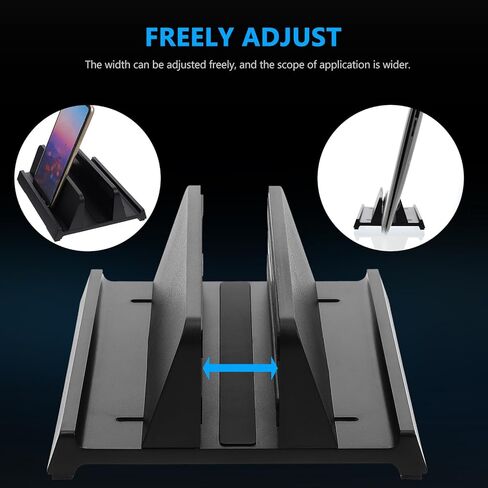 OSALADI Adjustable Abs Laptop and Tablet Vertical Stand with Single Slot, Universal Phone and Tablet Holder for Desk Use, Black Portable Computer Rack Compatible with Models in Kuwait