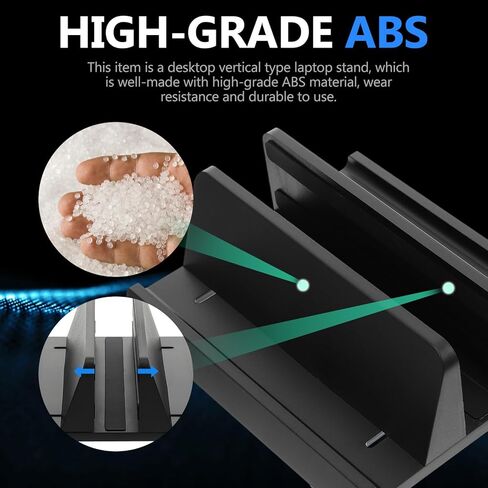 OSALADI Adjustable Abs Laptop and Tablet Vertical Stand with Single Slot, Universal Phone and Tablet Holder for Desk Use, Black Portable Computer Rack Compatible with Models in Kuwait