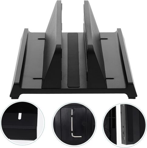 OSALADI Adjustable Abs Laptop and Tablet Vertical Stand with Single Slot, Universal Phone and Tablet Holder for Desk Use, Black Portable Computer Rack Compatible with Models in Kuwait