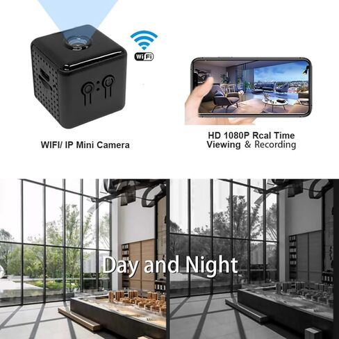كاميرا مراقبة منزلية ZEZEFUFU Mini Wireless WiFi 1080p، كاميرا رؤية ليلية لملحقات المكتب المنزلي in Kuwait