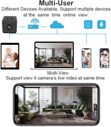 كاميرا مراقبة منزلية ZEZEFUFU Mini Wireless WiFi 1080p، كاميرا رؤية ليلية لملحقات المكتب المنزلي in Kuwait