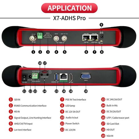 جهاز اختبار كاميرا Rsrteng X7-ADHS CCTV مقاس 7 بوصة IPS شاشة تعمل باللمس جهاز اختبار CCTV مع HDTVI/HDCVI/AHD/SDI/CVBS/IP كاميرا تدعم POE WiFi 4K HDMI 8GB TF بطاقة in Saudi Arabia