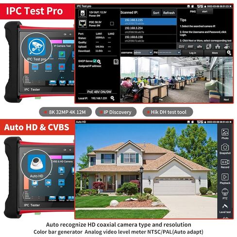 جهاز اختبار كاميرا Rsrteng X7-ADHS CCTV مقاس 7 بوصة IPS شاشة تعمل باللمس جهاز اختبار CCTV مع HDTVI/HDCVI/AHD/SDI/CVBS/IP كاميرا تدعم POE WiFi 4K HDMI 8GB TF بطاقة in Saudi Arabia