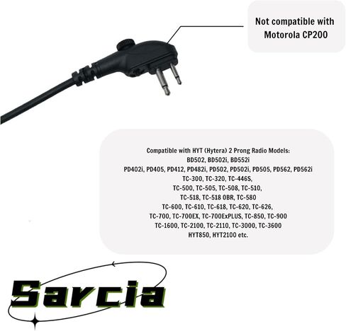 ميكروفون مكبر صوت لأجهزة الراديو Hytera HYT متوافق مع TC-508 TC-580 BD502i PD502 PD482i PD402i PD562i BD502 جهاز اتصال لاسلكي ثنائي الاتجاه مع مقبس 3.5 مم، عبوتان in Kuwait