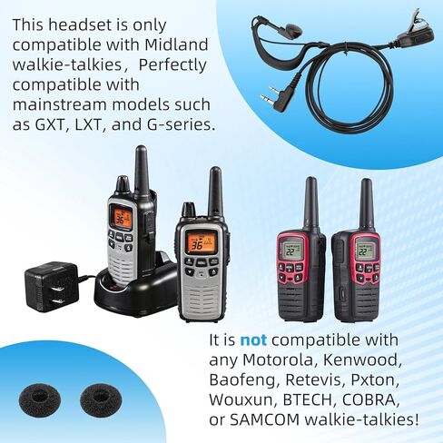 Two-Way Radio Earpiece Compatible with Midland Ear-Clip Headset for Midland Walkie Talkie Earpiece，Walkie Talkie Headphones Fit for Midland All GXT, LXT and G-Series，2 Pack in Kuwait