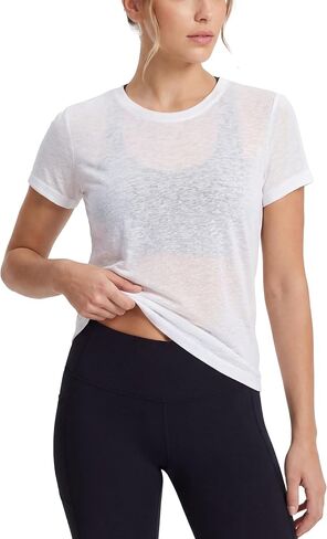 Women's Everyday Flowy Slub Burnout Active Casual Workout Crew T Shirt Tops - 6 Pack in Kuwait