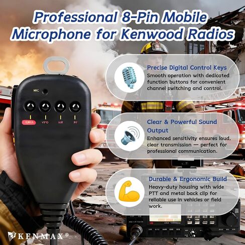 MC-44 Style 8 Pin Replacement Microphone for Kenwood Mobile Radios, Hand Mic Compatible with TM-241A TM-721A TM-731A TM-621A TM-2530A TM-2550A TW-4000A TW-4100A in Kuwait