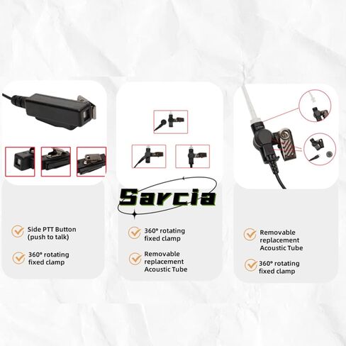 NX5200 Lapel Mic and P25 Acoustic Tube Earpiece Set Compatible with Kenwood Nexedge NX200 NX300 NX-5200 NX5300 TK380 TK-390 TK-2180 TK-3180 P25 Two Way Radios in Kuwait