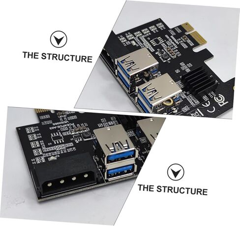 Pci e USB 3.0 Riser Card Pci Express Expansion Adapter with 4 e Slots for Desktop Computer Computing and Gaming Accessories in Kuwait