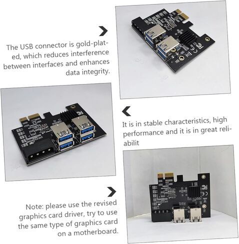 بطاقة Pci e USB 3.0 Riser 4 فتحات Pci e، ملحقات كمبيوتر للتعدين والتوسع، محول تمديد إلكتروني لإلكترونيات الكمبيوتر المكتبي in Kuwait