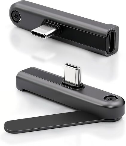 Duttek 240W USB C محول الزاوية اليمنى مع موسع حامل الهاتف القابل للطي، محول USB C ذكر إلى أنثى 90 درجة، للهاتف، واستخدام مكتب الكمبيوتر اللوحي، والألعاب المحمولة، والبث، والاستخدام المكتبي، Gun Gray-2 Pack in Kuwait