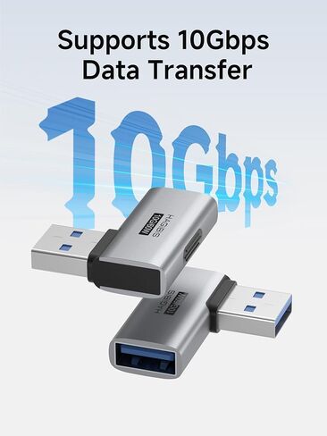 USB 3.2 Adapter 2 Pack, 90 Degree Right and Left Angle USB A Male to Female Connector OTG Adapter Cable Extender for Laptops Charger PC Car Mouse Keyboard (Side Back) in Kuwait