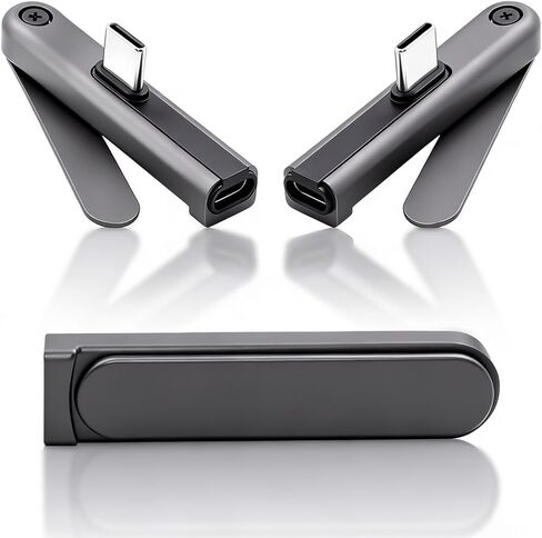 Duttek 240W USB C محول الزاوية اليمنى مع موسع حامل الهاتف القابل للطي، محول USB C ذكر إلى أنثى 90 درجة، للهاتف، واستخدام مكتب الكمبيوتر اللوحي، والألعاب المحمولة، والبث، والاستخدام المكتبي، Gun Gray-2 Pack in Kuwait