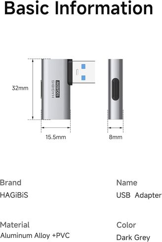 USB 3.2 Adapter 2 Pack, 90 Degree Right and Left Angle USB A Male to Female Connector OTG Adapter Cable Extender for Laptops Charger PC Car Mouse Keyboard (Side Back) in Kuwait