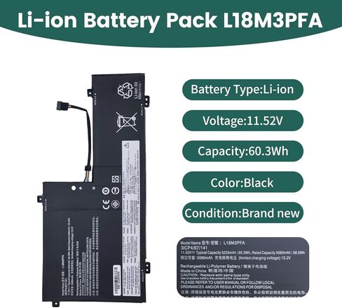 استبدال بطارية الكمبيوتر المحمول L18M3PFA لجهاز Lenovo Yoga C740-15IML C740-15 81TD Series Notebook L18D3PF2 5B10T83739 5B10T83740 5B10W67258 5B10W67402 SB10W67375 【11.52V 60.3Wh】 in Kuwait