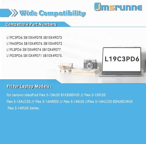 L19C3PD6 L19M3PD6 Laptop Battery Replacement for Lenovo IdeaPad Flex 5-15IIL05 5-14ALC05 5-15ITL05 5-15ALC05 5-14IIL05 5-14ITL05 Series L19L3PD6 L19D3PD6 SB10X49078 5B10X49073 11.52V 52.5Wh in Kuwait