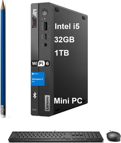 Lenovo ThinkCentre neo 50q Gen 4 Tiny Business Desktop (Intel 8-Core i5-13420H (> i7-1255U), 32GB DDR4 RAM, 1TB SSD, UHD Graphics) MFF, Mini PC, DisplayPort, Ethernet, HDMI, Wi-Fi 6, Win 11 Pro in Kuwait