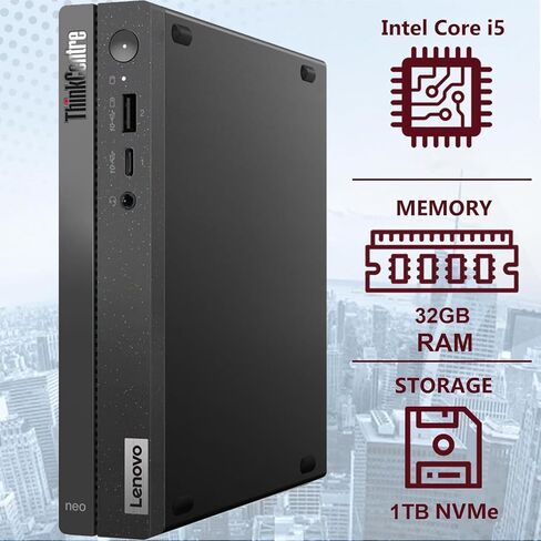 Lenovo ThinkCentre neo 50q Gen 4 Tiny Business Desktop (Intel 8-Core i5-13420H (> i7-1255U), 32GB DDR4 RAM, 1TB SSD, UHD Graphics) MFF, Mini PC, DisplayPort, Ethernet, HDMI, Wi-Fi 6, Win 11 Pro in Kuwait