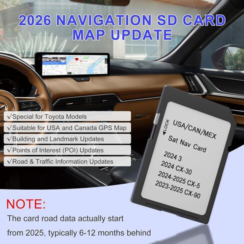 أحدث بطاقة SD للملاحة لعام 2026 لمازدا CX-5 - KMV666EZ1C، بطاقة SD للملاحة بخرائط GPS المتوافقة مع Mazda CX5 2024-2025، CX30 2024، CX90 2023-2025، بطاقات SD Mazda CX5 المحدثة للولايات المتحدة الأمريكية/CAN/MEX in Kuwait