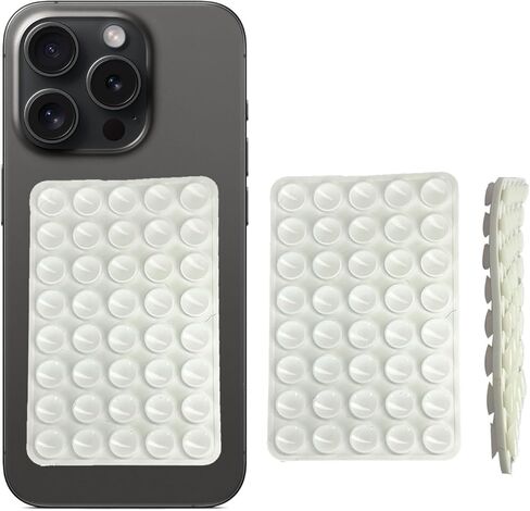 2-Pack Double Sided Suction Cup Phone Case, Hands-Free Silicone Grip Mount for iPhone 17 16 15 14 13 12 11, Anti-Slip Sticky Holder for Selfies, Videos, Mirror & Glass, Black/White in Kuwait