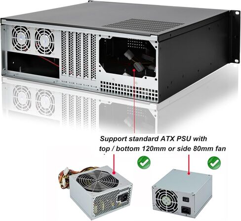 RackChoice 20" Rail with 3U Chassis 3x5.25 / ATX PSU Upside and Down Both Support in Kuwait