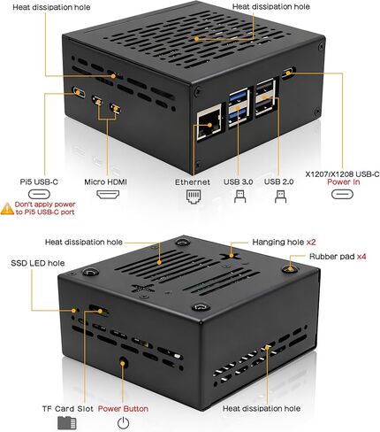 Geekworm X1207-C1 حافظة معدنية لـ Raspberry Pi 5 وX1207/ X1208 UPS Shield in Kuwait