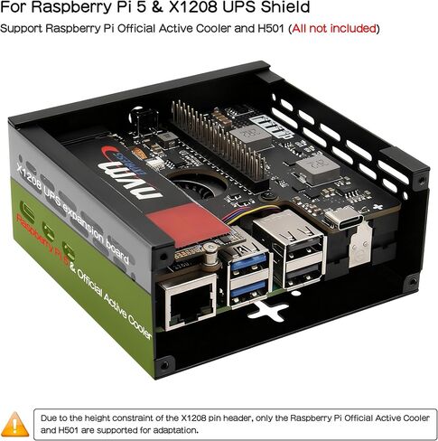 Geekworm X1207-C1 حافظة معدنية لـ Raspberry Pi 5 وX1207/ X1208 UPS Shield in Kuwait