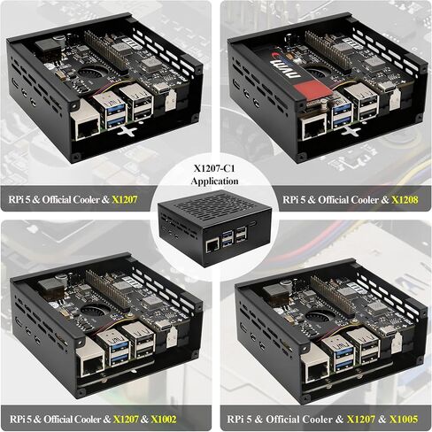 Geekworm X1207-C1 حافظة معدنية لـ Raspberry Pi 5 وX1207/ X1208 UPS Shield in Kuwait