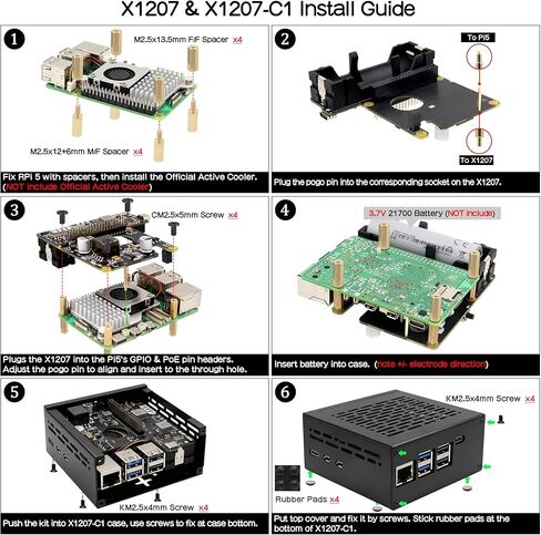 Geekworm X1207-C1 حافظة معدنية لـ Raspberry Pi 5 وX1207/ X1208 UPS Shield in Kuwait