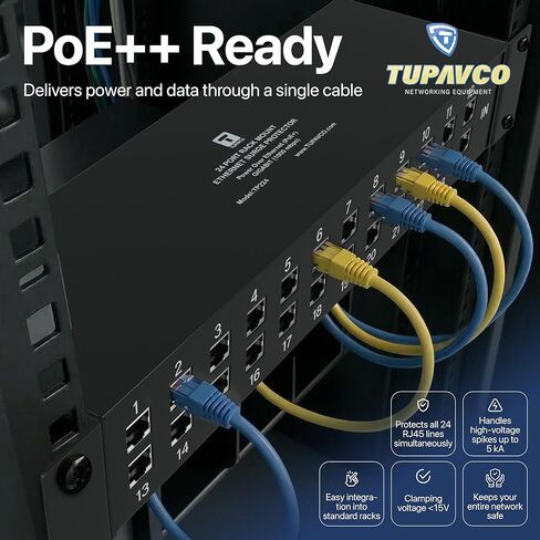 واقي شبكة إيثرنت مزود بـ 24 منفذًا - متوافق مع PoE++ وGigabit - Tupavco TP224 in Kuwait