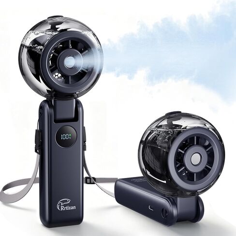 Rrtizan Handheld Misting Fan Portable - Small Personal Mister Fan Blow Cold Air,USB Rechargeable,Water Spray Cooling for Summer Outdoor Travel Beach Lash Makeup,Gifts for Women (Black) in Kuwait