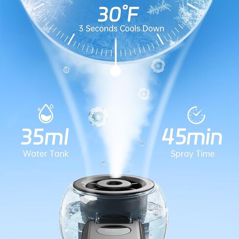 Rrtizan Handheld Misting Fan Portable - Small Personal Mister Fan Blow Cold Air,USB Rechargeable,Water Spray Cooling for Summer Outdoor Travel Beach Lash Makeup,Gifts for Women (Black) in Kuwait