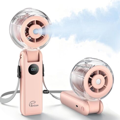 Rrtizan Handheld Misting Fan Portable - Small Personal Mister Fan Blow Cold Air,USB Rechargeable,Water Spray Cooling for Summer Outdoor Travel Beach Lash Makeup,Gifts for Women (Black) in Kuwait