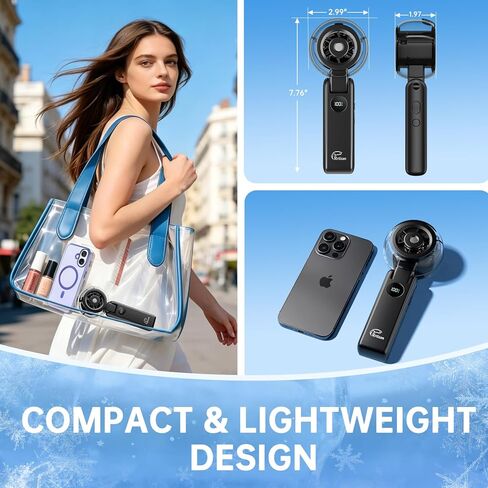 Rrtizan Handheld Misting Fan Portable - Small Personal Mister Fan Blow Cold Air,USB Rechargeable,Water Spray Cooling for Summer Outdoor Travel Beach Lash Makeup,Gifts for Women (Black) in Kuwait