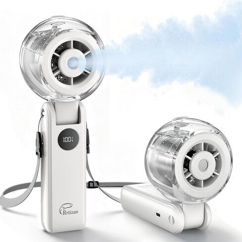 Rrtizan Handheld Misting Fan Portable - Small Personal Mister Fan Blow Cold Air,USB Rechargeable,Water Spray Cooling for Summer Outdoor Travel Beach Lash Makeup,Gifts for Women (Black) in Kuwait