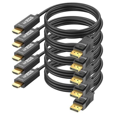 منفذ عرض 4K إلى كابل HDMI بطول 6 أقدام: سلك DP أحادي الاتجاه إلى HDMI 4K @ 30HZ 2K @ 120HZ 1080P HDR - مطلي بالذهب ذكر إلى ذكر HDTV لسطح مكتب جهاز العرض Dell AMD NVIDIA Lenovo HP ThinkPad in Kuwait