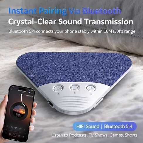 Pillow Speakers for Sleeping, 2026 Upgraded Bluetooth Under Pillow Speaker with White Noise Timer for Side Sleepers Adults Kids (Blue) in Kuwait