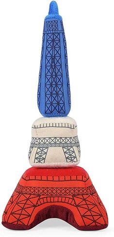 P.L.A.Y. Cute Plush Dog Toys - Totally Touristy, Landmark Themed Durable Squeaker Chew Toy, Great for Puppies & Small, Medium, Large Dogs - Machine Washable, Recycled Materials (Eiffel Tower, Medium) in Saudi Arabia