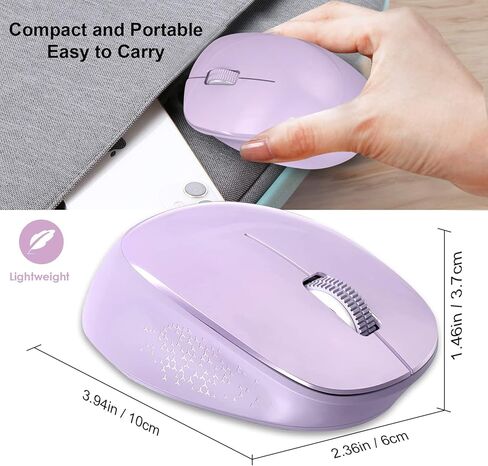 YXLILI Wireless Mouse for Laptop Ergonomic Computer Cordless Mice Portable Silent Optical Mouse with USB Receiver, 1600DPI for Laptop Windows Chromebook Mac Notebook Desktop (Purple) in Kuwait