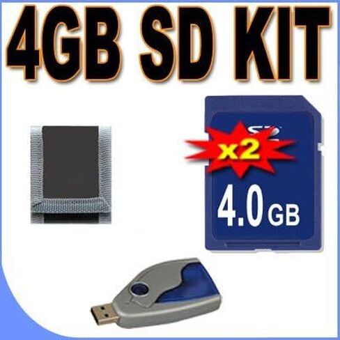 Two 4GB SD Secure Digital Memory Cards BigVALUEInc Accessory Saver Bundle + USB SD Card Reader + More for Pentax Optio Digital Cameras in Kuwait