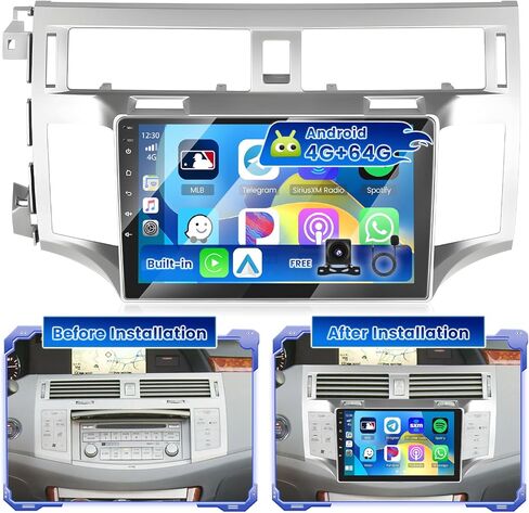 [4+64G] ستيريو سيارة Hikity Android 15 لسيارة Toyota Avalon 2005 2006 2007 2008 2009 2010، شاشة لمس 9 بوصات راديو أفالون لاسلكي Carplay Android Auto Bluetooth Mirror Link GPS WiFi SWC DSP/FM/EQ كاميرا احتياطية in Kuwait
