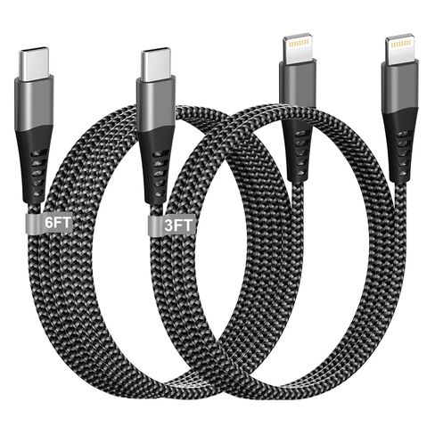 كابل USB C إلى Lightning بطول 3FT+6FT [معتمد من Apple MFi] سلك شحن iPhone من النايلون المضفر لشاحن iPhone كابل Lightning 2 حزمة كابل iPhone Lightning لهاتف iPhone 14 13 12 11 Pro Max XR XS 8 7 6 Plus SE in Kuwait