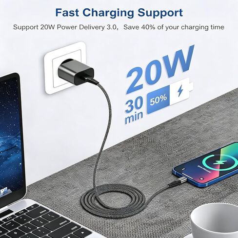 كابل USB C إلى Lightning بطول 3FT+6FT [معتمد من Apple MFi] سلك شحن iPhone من النايلون المضفر لشاحن iPhone كابل Lightning 2 حزمة كابل iPhone Lightning لهاتف iPhone 14 13 12 11 Pro Max XR XS 8 7 6 Plus SE in Kuwait