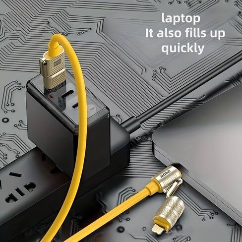 240W Mecha Style 4-in-1 Fast Charging Cable, 1M Yellow 2-in-2 Zinc Alloy Charging Cord for Type-C & iPhone 15 Series, Box Packed in Kuwait